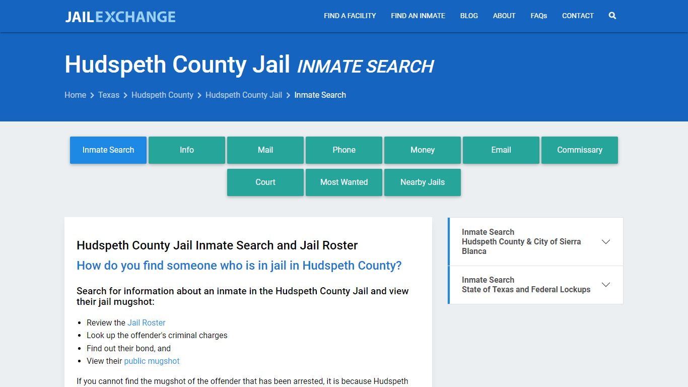 Hudspeth County Jail Inmate Search - Jail Exchange