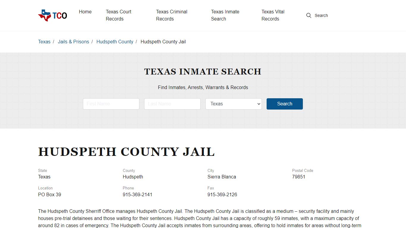Hudspeth County Jail in Sierra Blanca, TX - Contact Information and ...